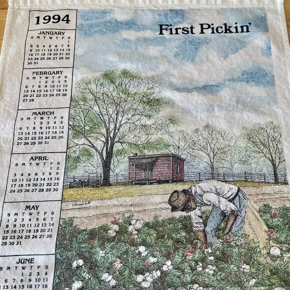 Vintage 1993 1994 1999 Tea Towel Calenders Cotton Field Farm House Nostalgia EUC